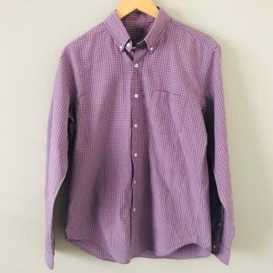 J. Crew Mens Button Down Dress Shirt Light Weight Purple Gingham Size Medium